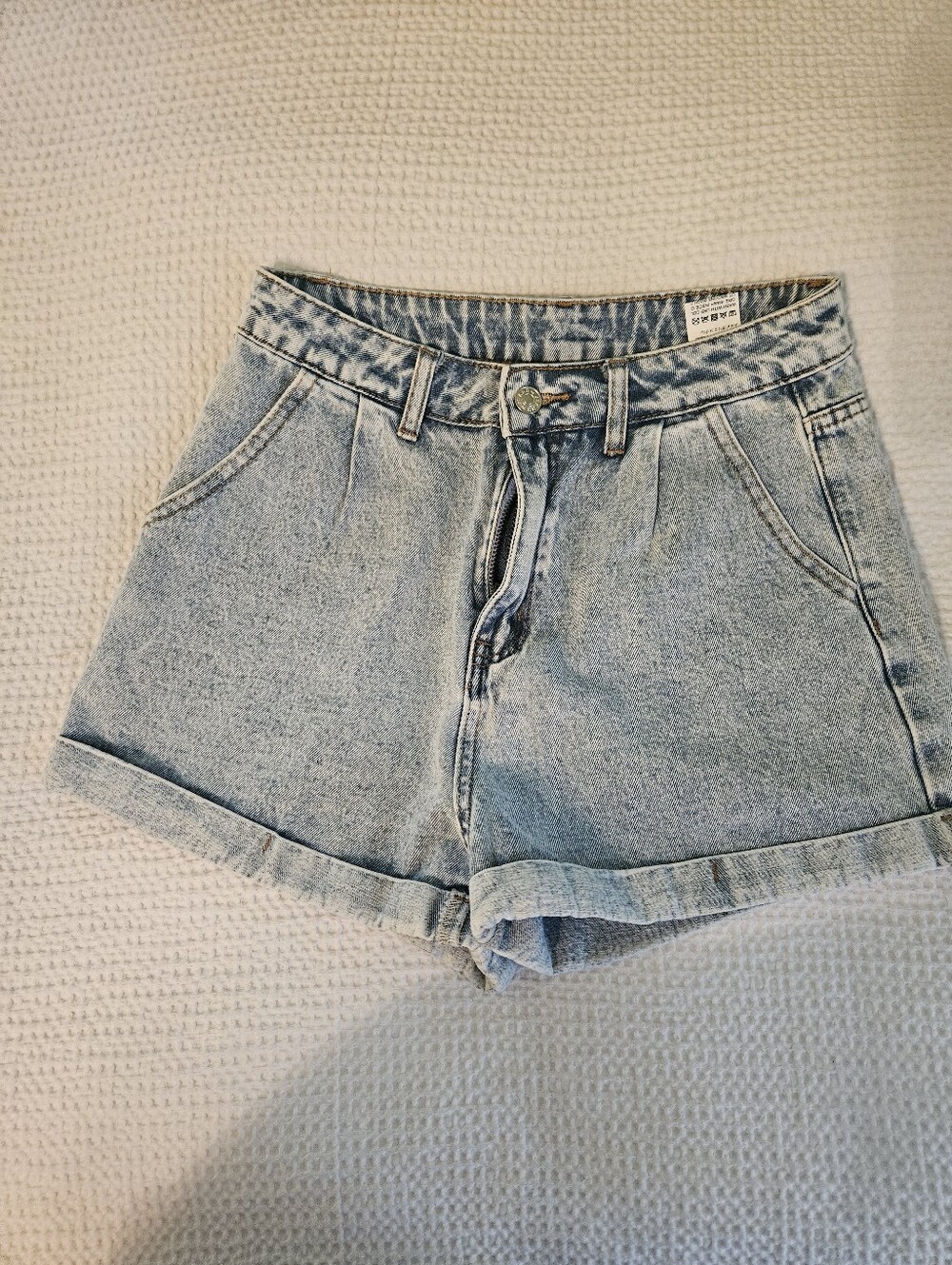 SHEIN Light Blue High Waist Rolled Hem Denim Shorts Size Small
